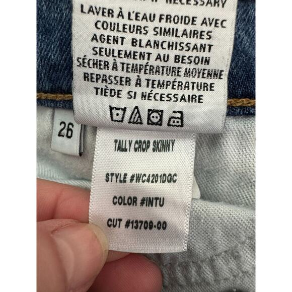 Hudson Tally Crop Skinny Jean Womens 26 Medium Blue Distressed Denim Low Rise - Picture 9 of 12